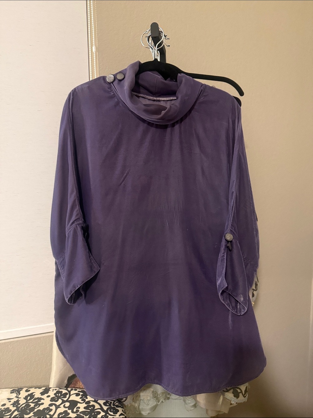 Women's Purple Cowl Neck Tunic Top